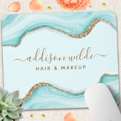 Elegant Gold Glitter Blue Marble Agate Modern Chic Muismat