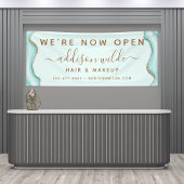 Elegant Gold Glitter Blue Marble Agate Modern Chic Spandoek