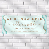 Elegant Gold Glitter Blue Marble Agate Modern Chic Spandoek