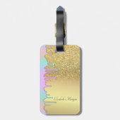 Elegant Gold Glitter Bokeh Ombre, regenboogschijve Bagagelabel (Achterkant verticaal)