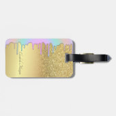 Elegant Gold Glitter Bokeh Ombre, regenboogschijve Bagagelabel (Achterkant horizontaal)