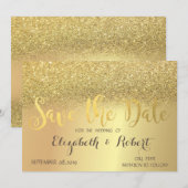 Elegant Gold Glitter Bokeh slaat de datum op Save The Date (Voorkant / Achterkant)