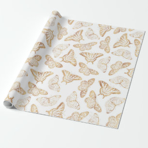 Elegant Gold Glitter Butterfly Glam Design Cadeaupapier