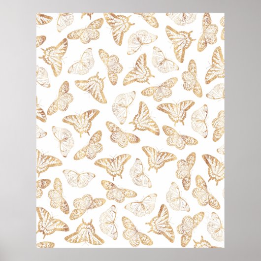 Elegant Gold Glitter Butterfly Poster (Voorkant)