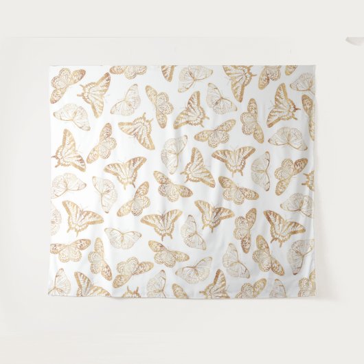 Elegant Gold Glitter Butterfly Wandkleed (Voorkant (horizontaal))