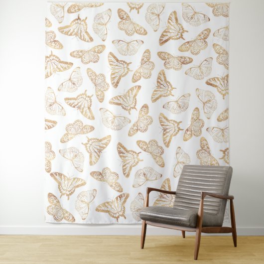 Elegant Gold Glitter Butterfly Wandkleed (In situ)