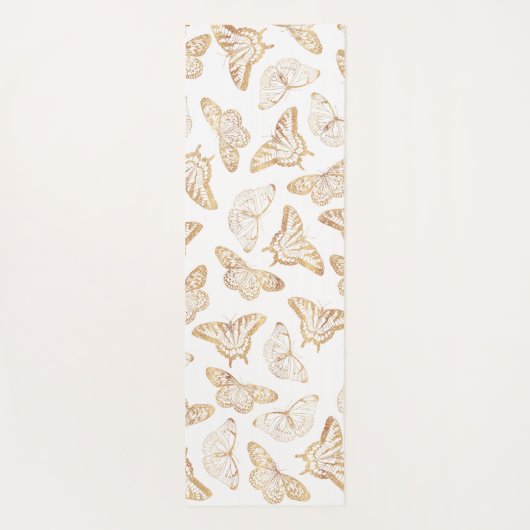 Elegant Gold Glitter Butterfly Yogamat (Achterkant)