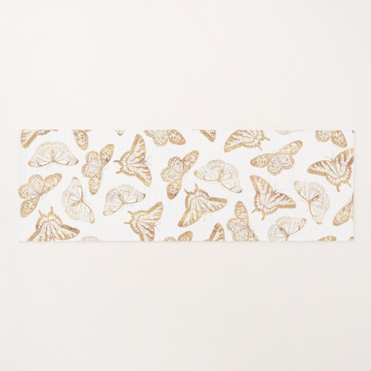 Elegant Gold Glitter Butterfly Yogamat (Voorkant (horizontaal))
