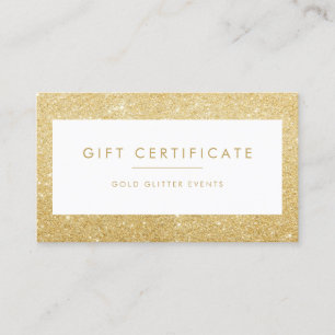 Elegant Gold Glitter Cadeaubon Aanbevelingskaartje