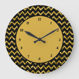 Elegant Gold Glitter Chevron Pattern Glam Sparkle Grote Klok