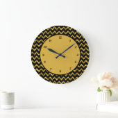 Elegant Gold Glitter Chevron Pattern Glam Sparkle Grote Klok (Huis)