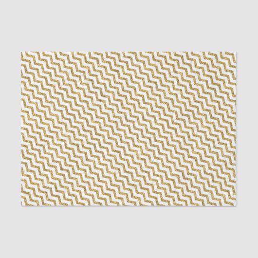 Elegant Gold Glitter Chevron Pattern on White Tissuepapier (Voorkant)