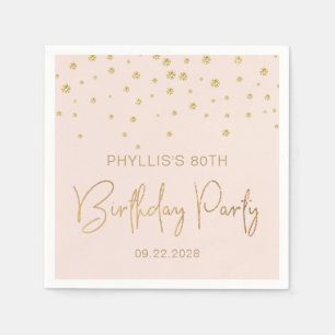 Elegant Gold Glitter Confetti 80th Birthday Blush Servet