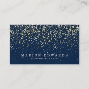 Elegant gold glitter confetti classtic navy blue visitekaartje