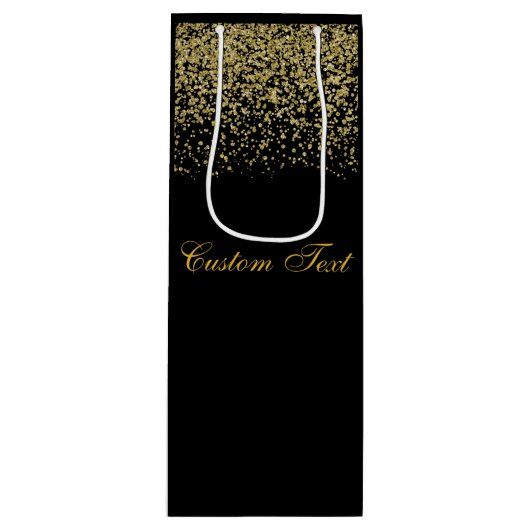 Elegant Gold Glitter Confetti Wedding Wijn Cadeautas (Voorkant)