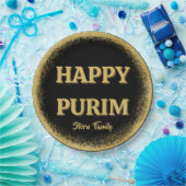 Elegant Gold Glitter Custom Happy Purim Papieren Bordje (Feest)