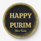 Elegant Gold Glitter Custom Happy Purim Papieren Bordje (Voorkant)