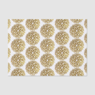 Elegant Gold Glitter Dahlia Flowers op White Tissuepapier