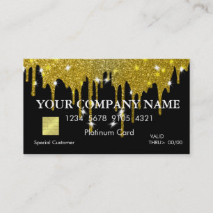 Elegant Gold Glitter Driving Black Credit Kaart Visitekaartje