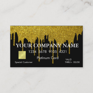Elegant Gold Glitter Driving Black Credit Kaart Visitekaartje