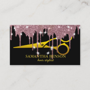 Elegant Gold Glitter Driving Hair Stylist Beauty Visitekaartje
