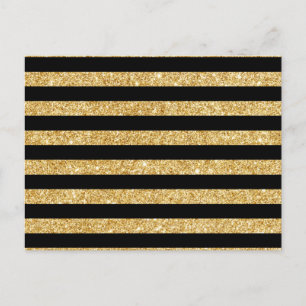 Elegant Gold Glitter en Black Stripe Pattern Briefkaart