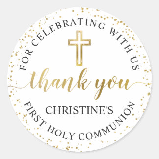 Elegant Gold Glitter First Community Hartelijk dan Ronde Sticker