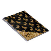 Elegant Gold Glitter Flamingo patroon Monogramed Notitieboek (Rechterzijde)
