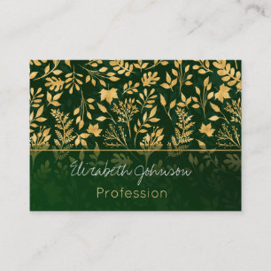Elegant Gold Glitter Foliage Forest Green Design Visitekaartje