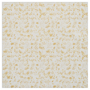 Elegant Gold Glitter Foliage White Design Stof