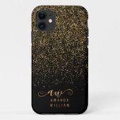 Elegant Gold Glitter Glam Monogram Naam Case-Mate iPhone Case (Achterkant)