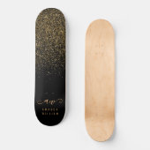 Elegant Gold Glitter Glam Monogram Naam Skateboard (Voorkant)