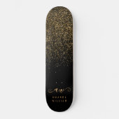 Elegant Gold Glitter Glam Monogram Naam Skateboard (Voorkant)