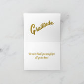 Elegant Gold Glitter Gratitude Typografie Bedankkaart (Binnen)