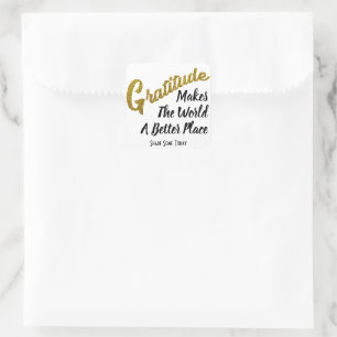 Elegant Gold Glitter Gratitude Typography Vierkante Sticker