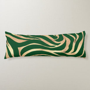 Elegant Gold Glitter Green Animal Print Zebra Lichaamskussen