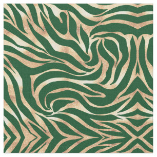 Elegant Gold Glitter Green Animal Print Zebra  Stof