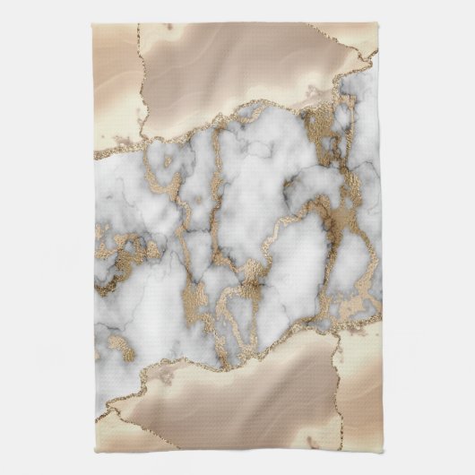 Elegant Gold Glitter Grey Marble Theedoek (Verticaal)