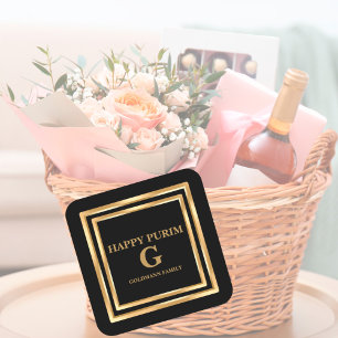 Elegant Gold Glitter Happy Purim Aangepast Vierkante Sticker