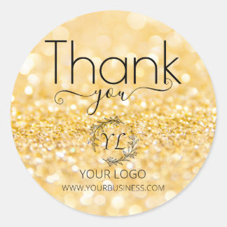 Elegant Gold Glitter Hartelijk dank - Voeg Logo to Ronde Sticker