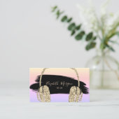 Elegant Gold Glitter Headphone DJ Brushke Stroke Visitekaartje (Staand voorkant)