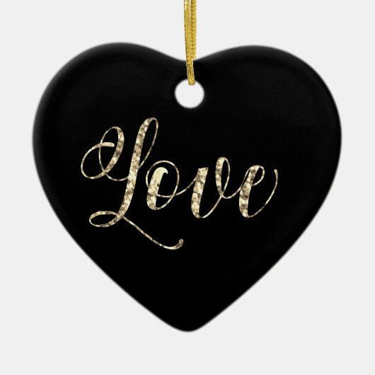 *~* Elegant Gold Glitter Heart Love Ornament (Voorkant)