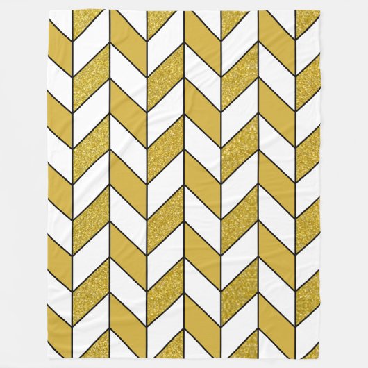 Elegant Gold Glitter Herringbone Chevron Pattern Fleece Deken (Voorkant)