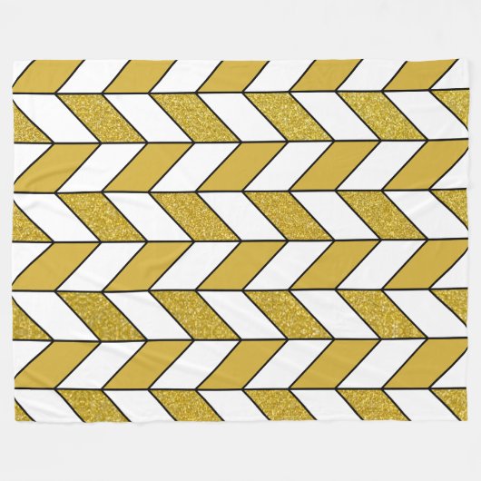 Elegant Gold Glitter Herringbone Chevron Pattern Fleece Deken (Voorkant (Horizontaal))