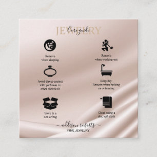 Elegant Gold Glitter Jewelry Care Square Business Vierkante Visitekaartje