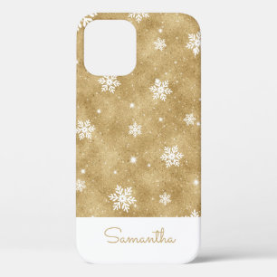 Elegant Gold Glitter-kerstsnowflake-patroon iPhone 12 Hoesje