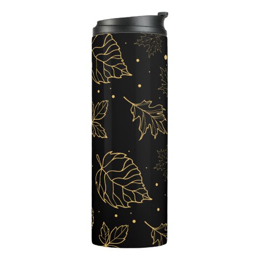 Elegant Gold Glitter laat een Ditsy Patroon over | Thermosbeker (Gedraaid links)