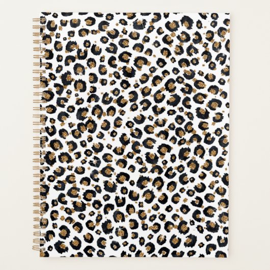 Elegant Gold Glitter Leopard Pattern Planner (Voorkant)