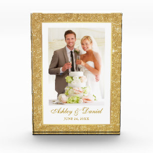 Elegant Gold Glitter Lijst Wedding Photo Block Fotoblokken