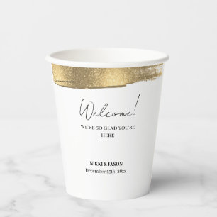 Elegant Gold Glitter Line Minimal Weddenschap Welk Papieren Bekers